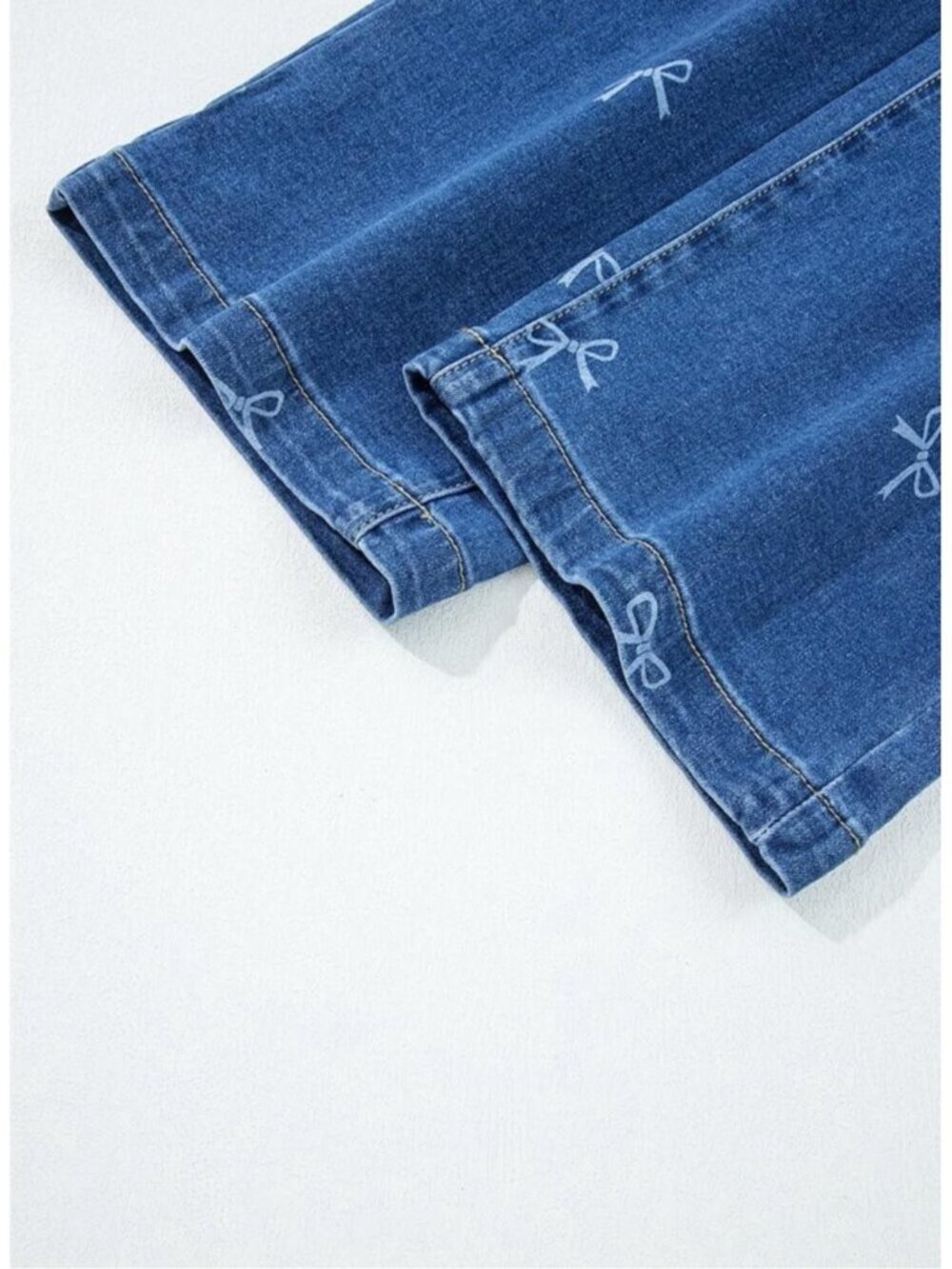 Women's U Blue High Waisted Straight Denim Pants Dual Button Leg Jeans - Picture 6 of 6
